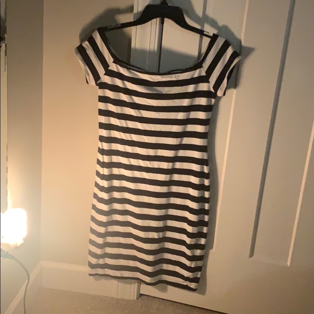 Striped black and white dress
